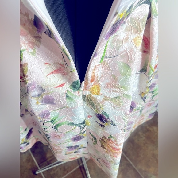 NWT Vince Camuto Sz 6 Pink Jacquard Floral Halter Fit & Flare Dress w/ Pockets - Picture 13 of 16